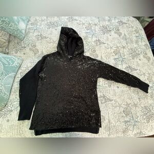 INC International Concepts Black Sequin-Front Hoodie